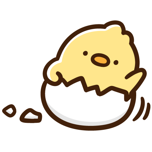 たまごの殻からこんにちは！しているひよこ