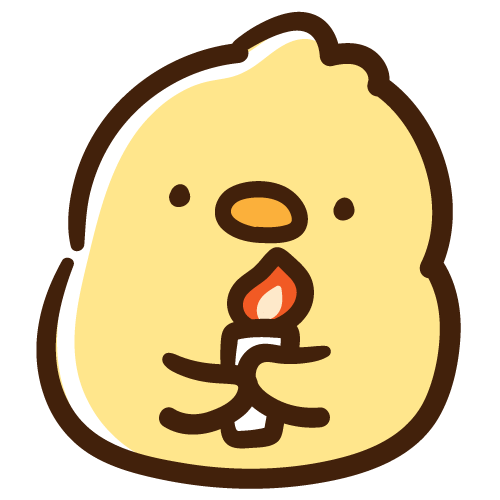 Chick holding a candle