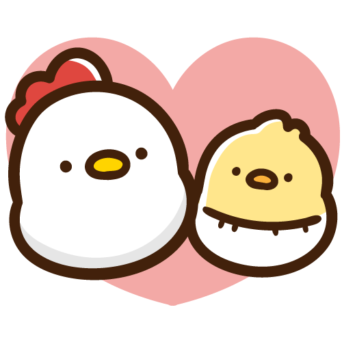 仲良しなにわとりママと赤ちゃんひよこ