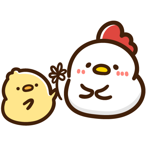 にわとりママに感謝のお花をあげる赤ちゃんひよこ