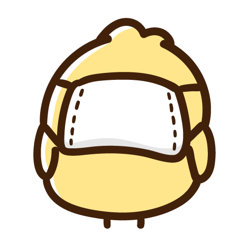 マスクで顔全体が覆われてしまっているひよこ