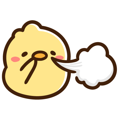 プププーっと吹き出すひよこ