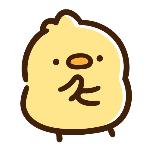 うーんと悩むひよこ