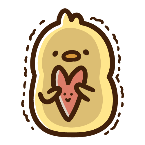 ハートを抱えて震えるひよこ