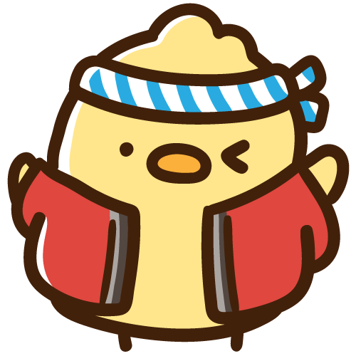 夏祭りのはっぴを着るひよこ
