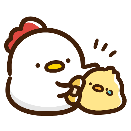 赤ちゃんひよこに絆創膏を貼ってあげるにわとりママ