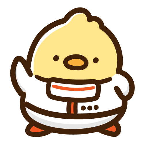 宇宙服を着て挨拶をするひよこ