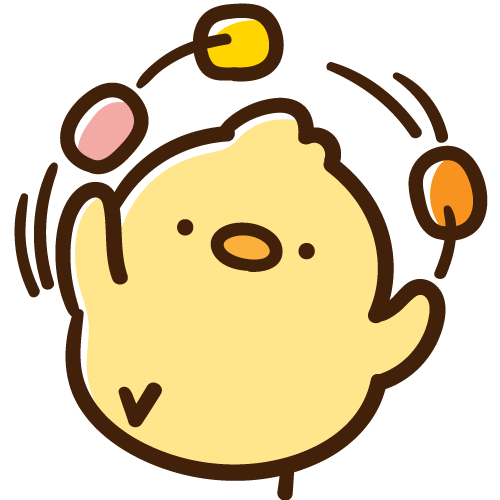 お手玉をするひよこ