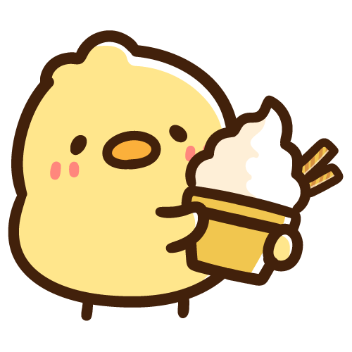 美味しそうなソフトクリームを持つひよこ