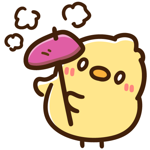 さつまいもを自分で焼くひよこ