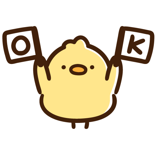 OKの旗を振るひよこ