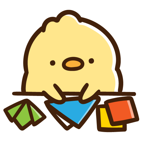 Chick making something with origami paper