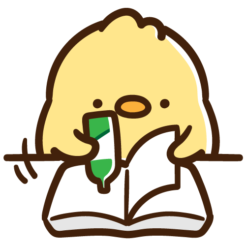 製本のりで本の修繕をするひよこ