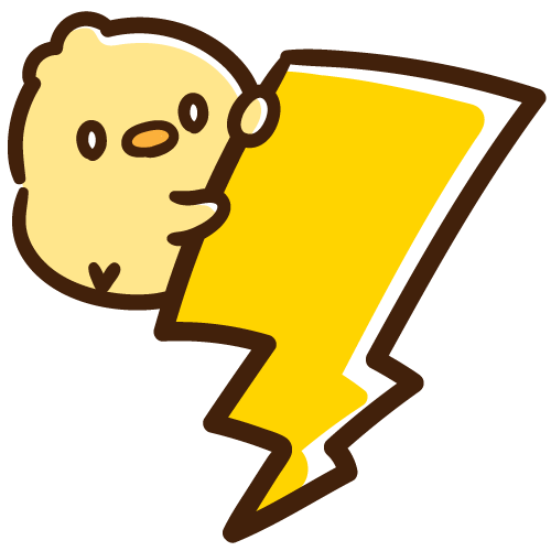 雷に掴まるひよこ