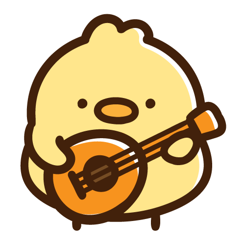 ギターを持って立つひよこ