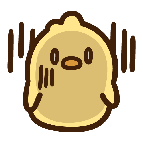 がびょーん！な表情のひよこ