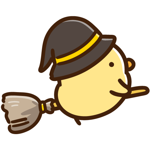 Witch chick riding a broom