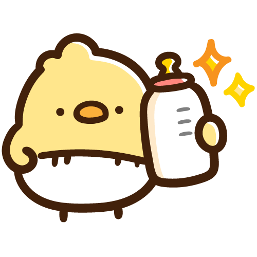 哺乳瓶を持ってドヤ顔する赤ちゃんひよこ