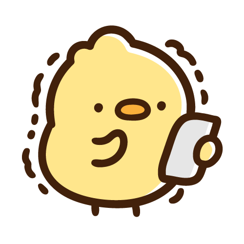 スマホ画面を見て震えるひよこ