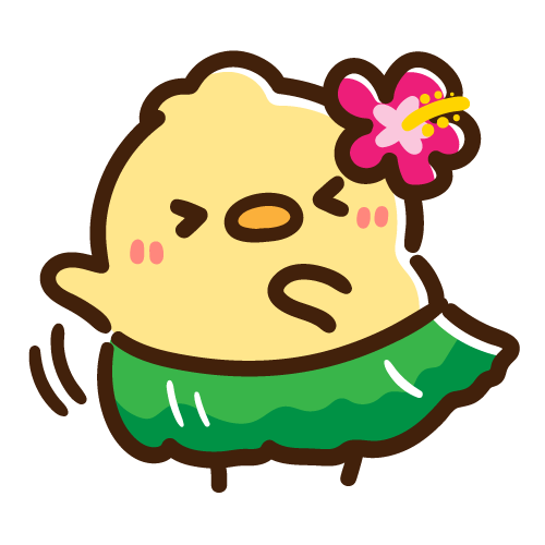 楽しそうにフラダンスを踊るひよこ