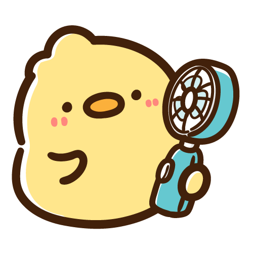 水色のハンディファンを持つひよこ