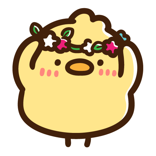 花冠をかぶるひよこ