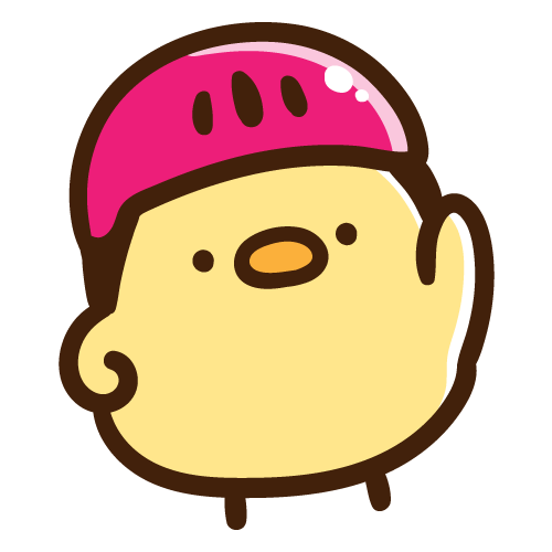 ヘルメットをかぶるひよこ