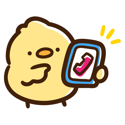 電話来てるよー！とスマホを指差すひよこ