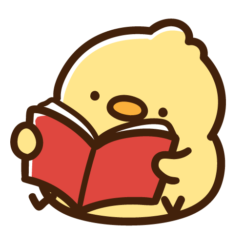 Chick reading a book
