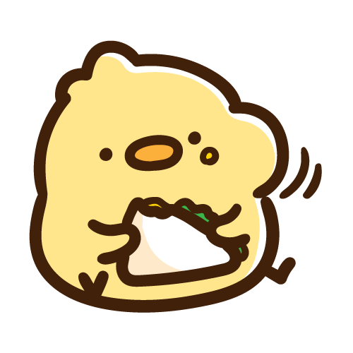 サンドイッチを食べるひよこ