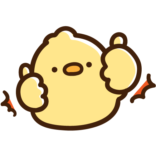 両手でいいねポーズをするひよこ