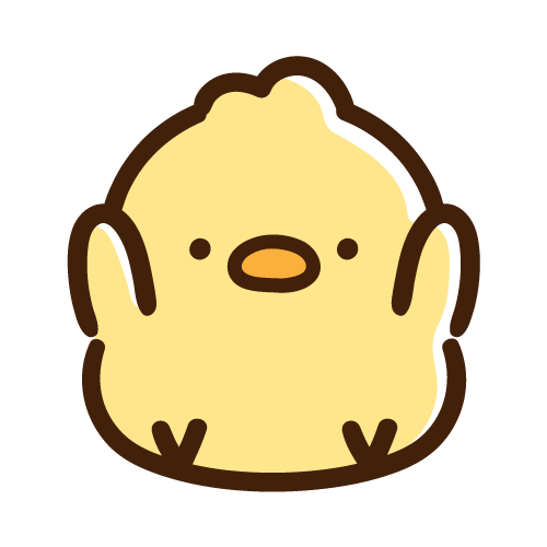 座りながら両手をあげるひよこ