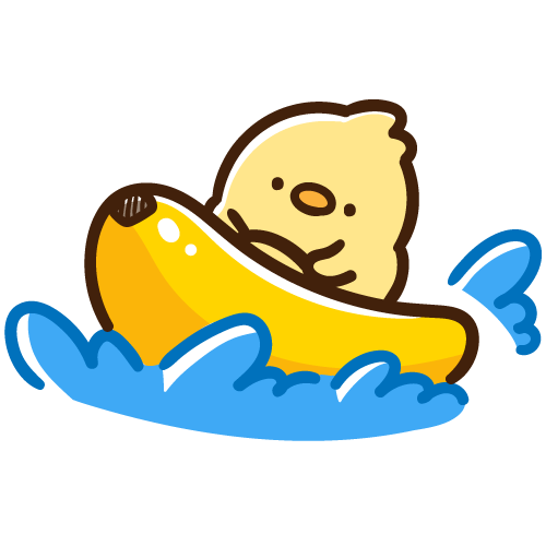 バナナボートを楽しむひよこ