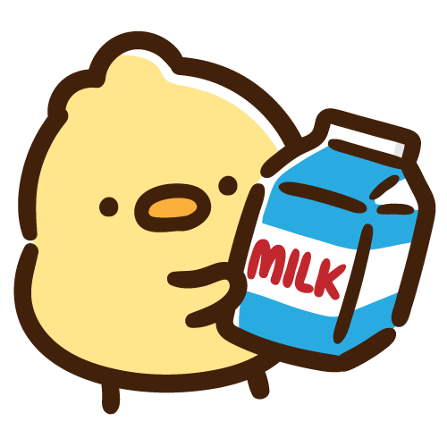 牛乳パックを持つひよこ