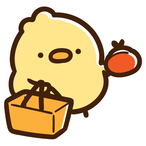 お買い物をするひよこ