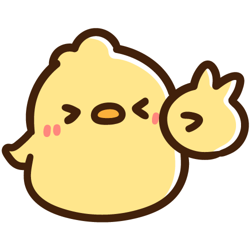 嬉しそうにピースをするひよこ