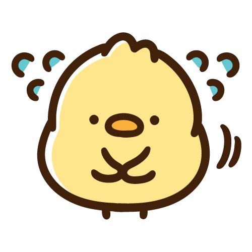 汗をかきながら頭を下げるひよこ