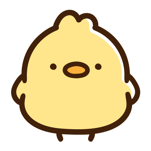 後ろで手を組んで立つひよこ