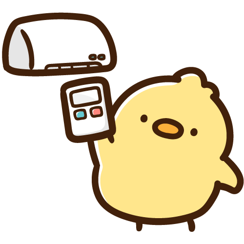 エアコンのスイッチをつけるひよこ