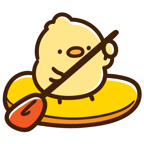 サップをするひよこ