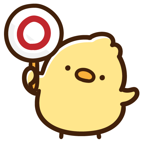 Chick holding up a circle-mark sign