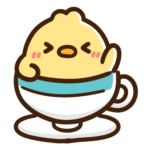 コーヒーカップから顔を出すひよこ