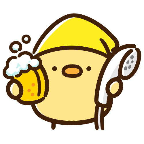 お風呂掃除をするひよこ