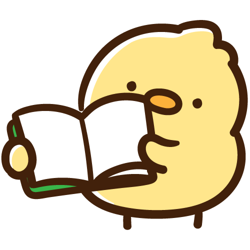 本を見開いて見せるひよこ