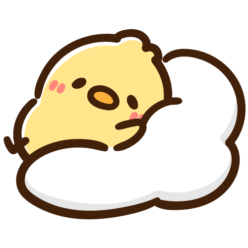 ふわふわクッションでリラックスするひよこ