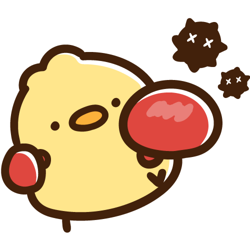 バイキンをやっつけるひよこ